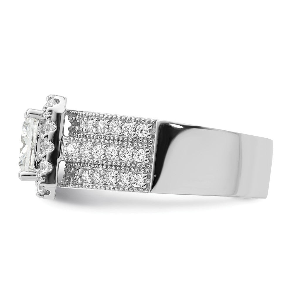 Sterling Silver Rhodium plated CZ 3 piece Bridal Ring Set - Product Photo