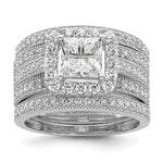 Sterling Silver Rhodium plated CZ 3 piece Bridal Ring Set - Product Photo