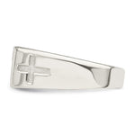 Sterling Silver Rhodium-plated Enameled Cross Ring - Product Photo