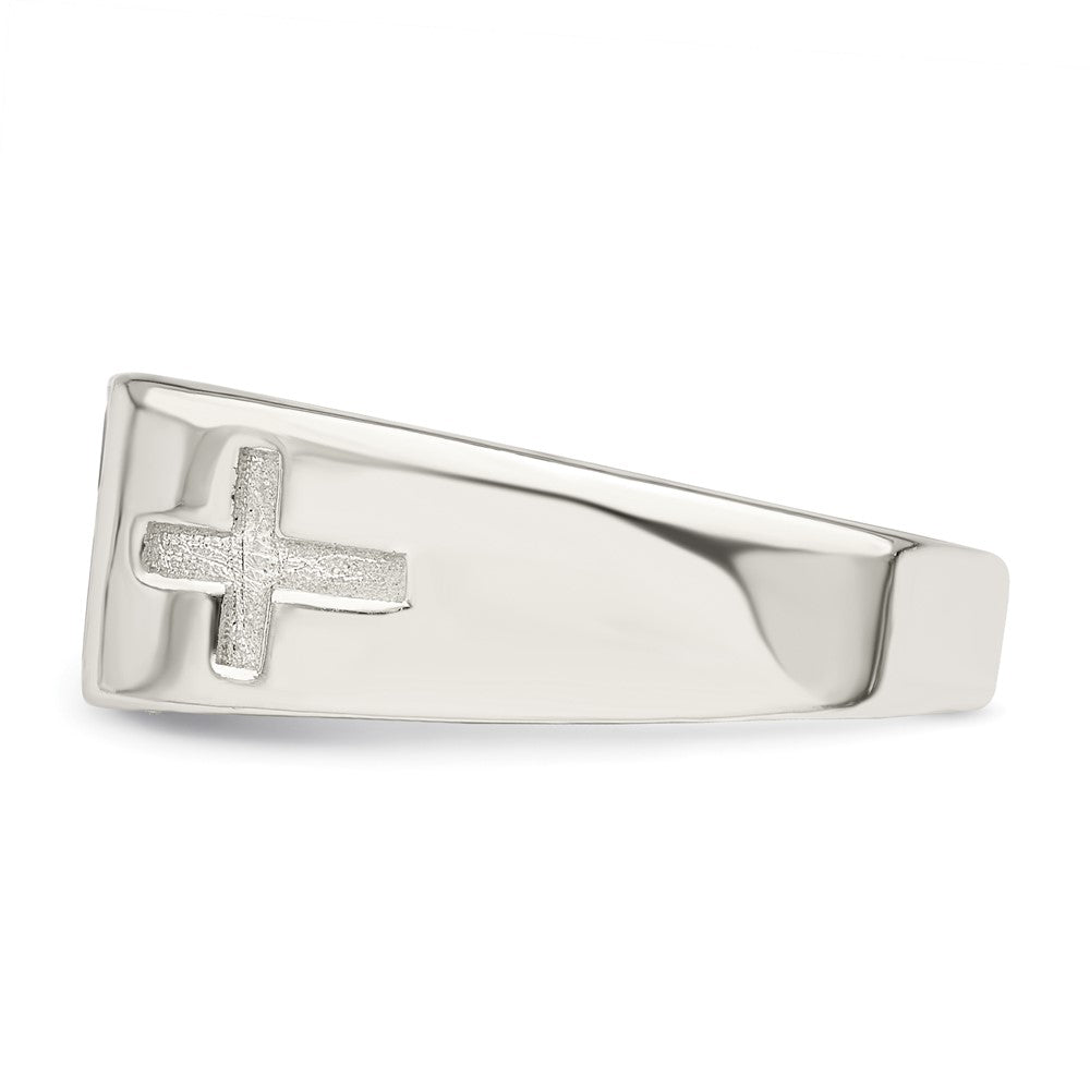 Sterling Silver Rhodium-plated Enameled Cross Ring - Product Photo