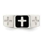 Sterling Silver Rhodium-plated Enameled Cross Ring - Product Photo