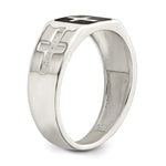 Sterling Silver Rhodium-plated Enameled Cross Ring - Product Photo