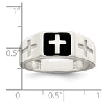 Sterling Silver Rhodium-plated Enameled Cross Ring - Product Photo