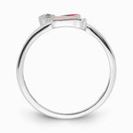 Sterling Silver Rhodium-plated Pink Enamel & CZ Elephant Children's Ring - Product Photo