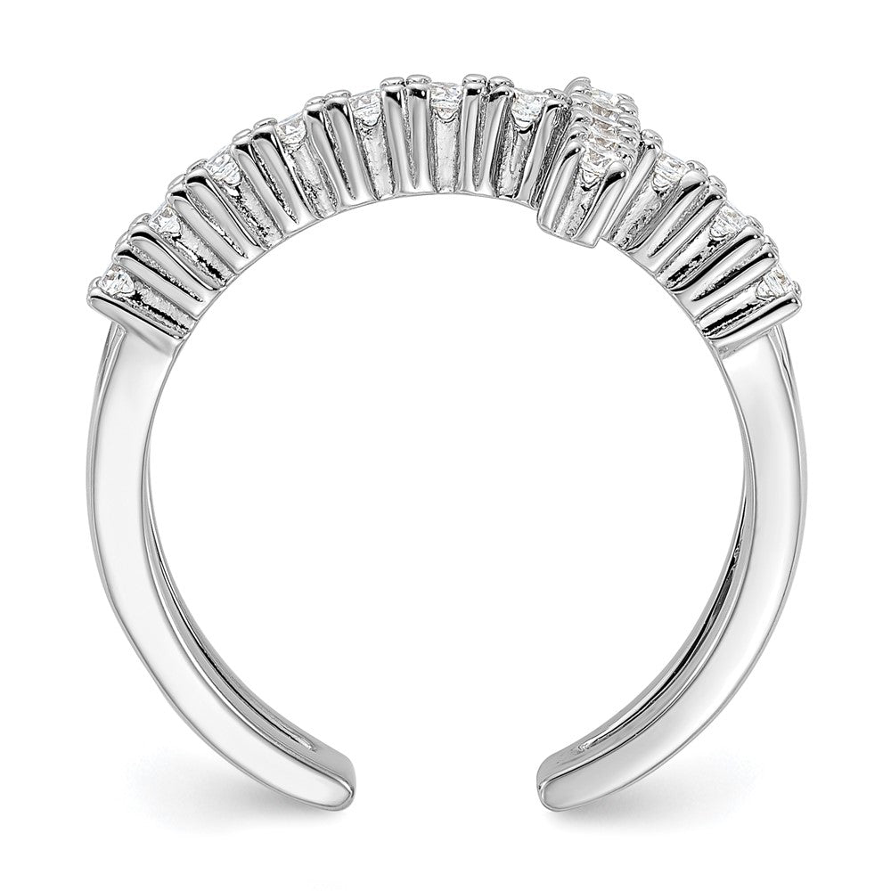 True Fire Sterling Silver Rhodium-plated Double Cross CZ Open Back Ring - Product Photo