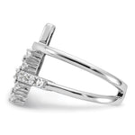 True Fire Sterling Silver Rhodium-plated Double Cross CZ Open Back Ring - Product Photo