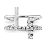True Fire Sterling Silver Rhodium-plated Double Cross CZ Open Back Ring - Product Photo