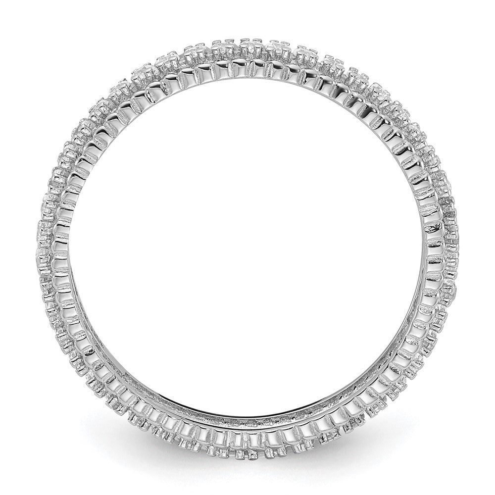 Sterling Silver Rhodium-plated CZ 3mm Eternity Band - Product Photo