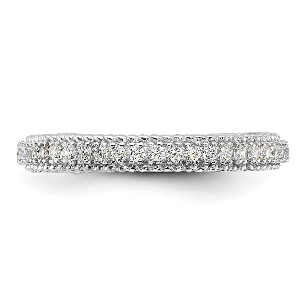 Sterling Silver Rhodium-plated CZ 3mm Eternity Band - Product Photo