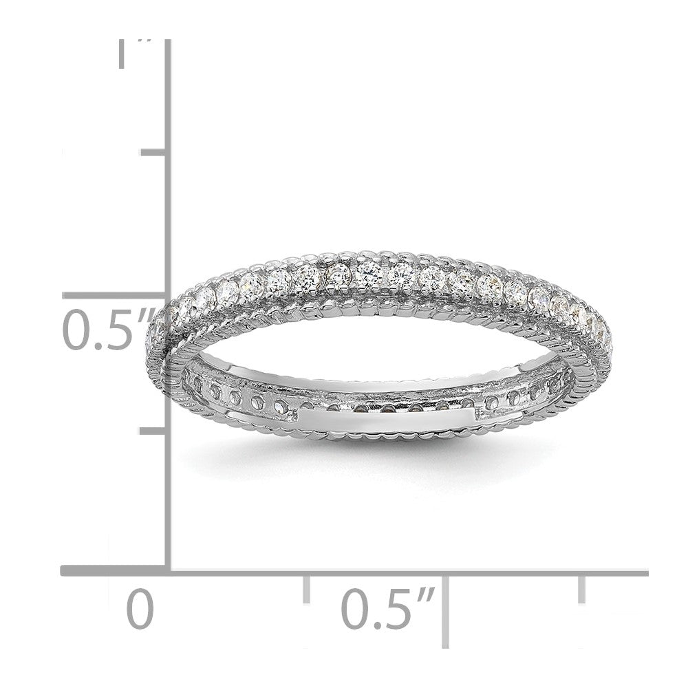 Sterling Silver Rhodium-plated CZ 3mm Eternity Band - Product Photo