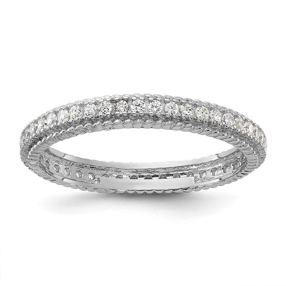 Sterling Silver Rhodium-plated CZ 3mm Eternity Band - Product Photo