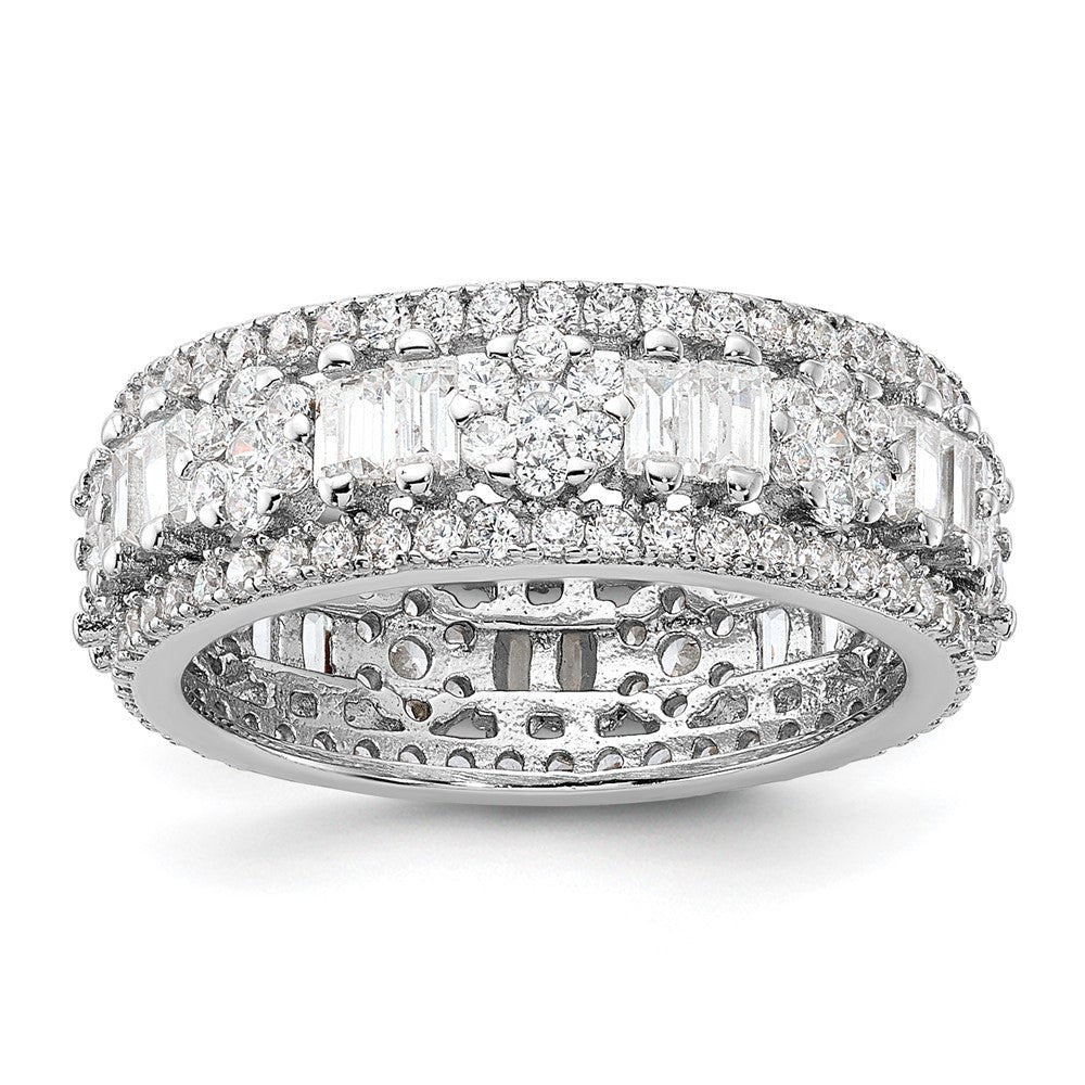 Sterling Silver Rhodium-plated CZ Eternity Band - Product Photo
