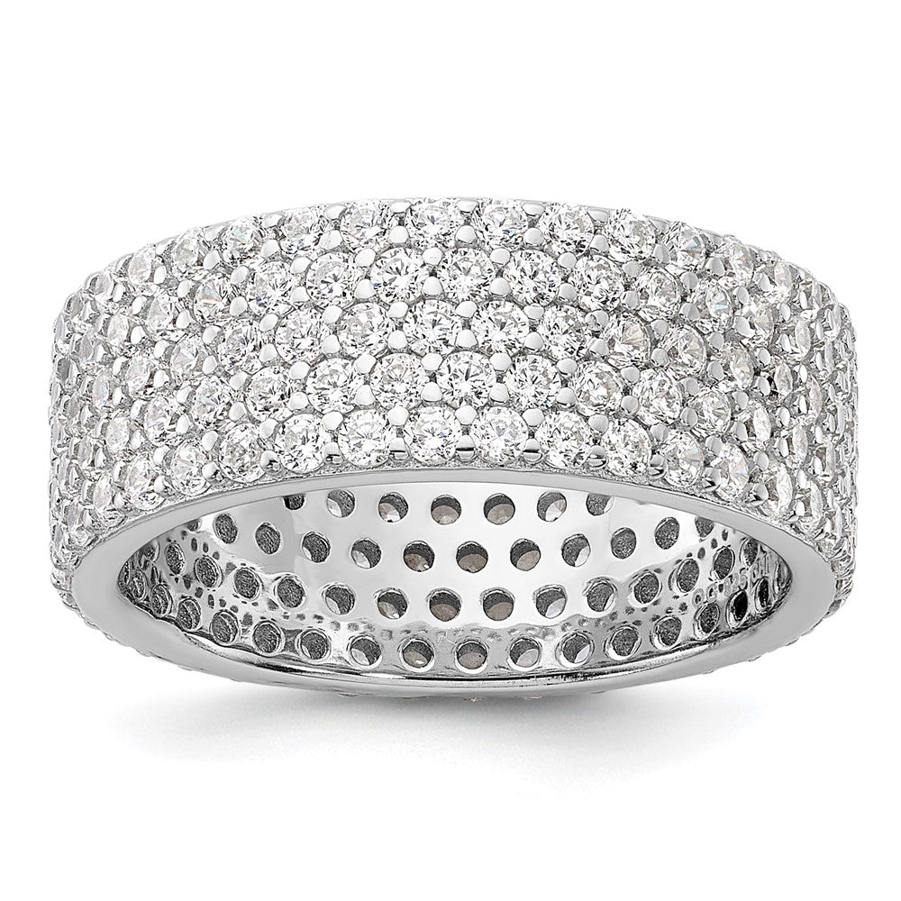 Sterling Silver Rhodium-plated 6mm CZ Eternity Band - Product Photo