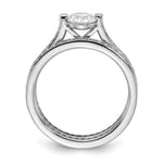 Sterling Silver Rhodium-plated CZ Eternity Engagement Ring and Band Set - Product Photo
