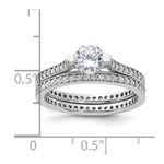 Sterling Silver Rhodium-plated CZ Eternity Engagement Ring and Band Set - Product Photo