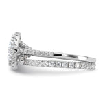Sterling Silver RH-plated CZ Halo Engagement Ring and Eternity Band Set - Product Photo