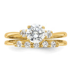 Sterling Silver Gold-Plated CZ Engagement Ring and Band Set - Product Photo