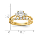 Sterling Silver Gold-Plated CZ Engagement Ring and Band Set - Product Photo