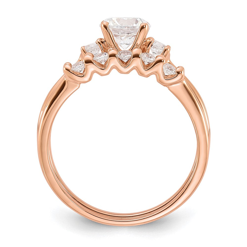 Sterling Silver Rose Gold-Plated Polished CZ Engagement Ring and Band Set - Product Photo