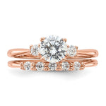 Sterling Silver Rose Gold-Plated Polished CZ Engagement Ring and Band Set - Product Photo