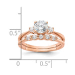 Sterling Silver Rose Gold-Plated Polished CZ Engagement Ring and Band Set - Product Photo