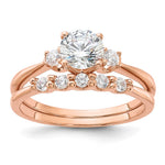 Sterling Silver Rose Gold-Plated Polished CZ Engagement Ring and Band Set - Product Photo