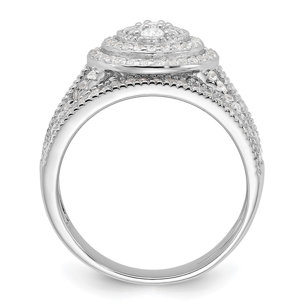 Sterling Silver Rhodium-plated CZ Ring and Band Set - Product Photo