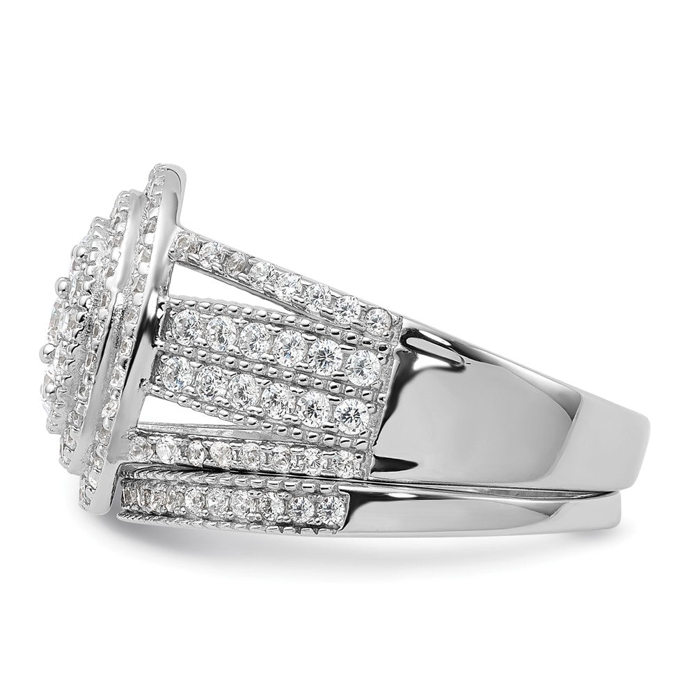 Sterling Silver Rhodium-plated CZ Ring and Band Set - Product Photo