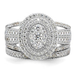 Sterling Silver Rhodium-plated CZ Ring and Band Set - Product Photo