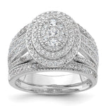 Sterling Silver Rhodium-plated CZ Ring and Band Set - Product Photo