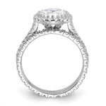 Sterling Silver Rhodium-plated 11mm CZ Halo Engagement/Eternity Band 2 Ring Set - Product Photo