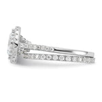 Sterling Silver Rhodium-plated 11mm CZ Halo Engagement/Eternity Band 2 Ring Set - Product Photo