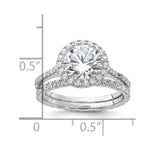 Sterling Silver Rhodium-plated 11mm CZ Halo Engagement/Eternity Band 2 Ring Set - Product Photo