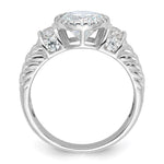Sterling Silver Rhodium-plated CZ Rope Design Ring - Product Photo