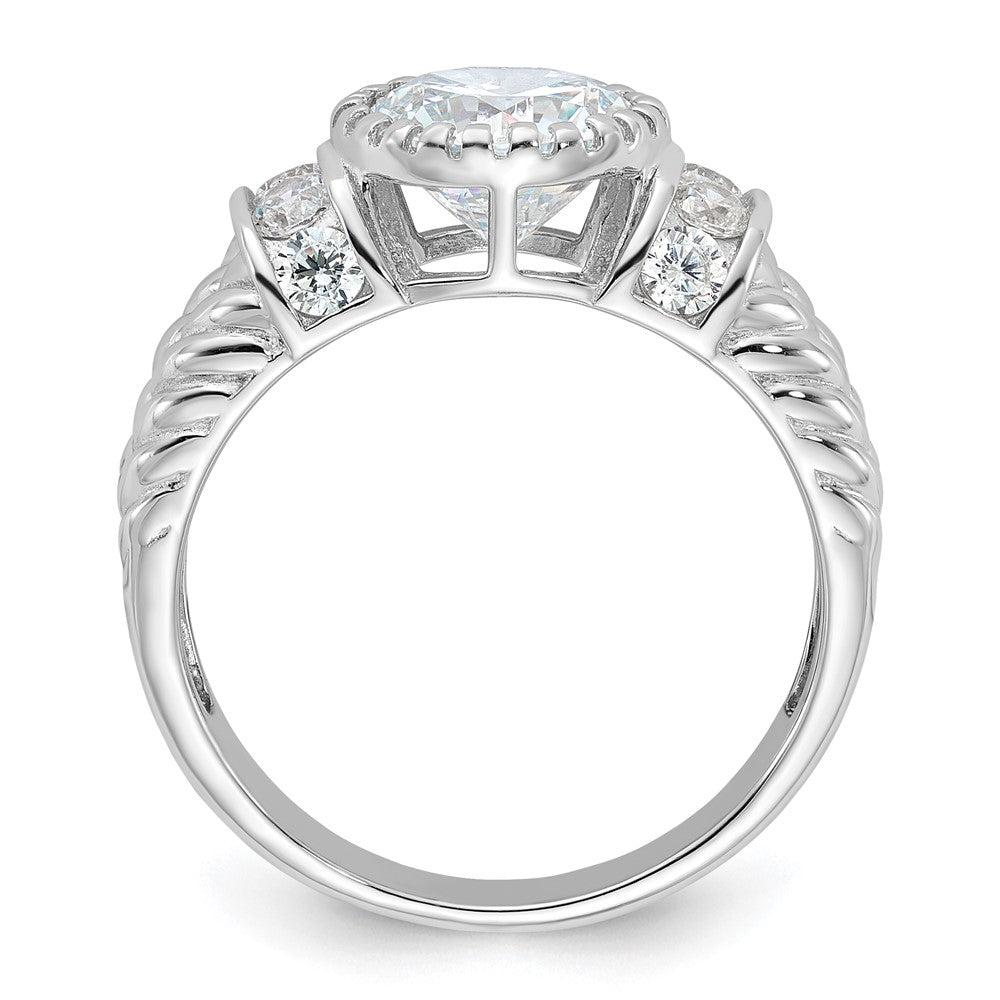 Sterling Silver Rhodium-plated CZ Rope Design Ring - Product Photo