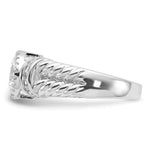 Sterling Silver Rhodium-plated CZ Rope Design Ring - Product Photo