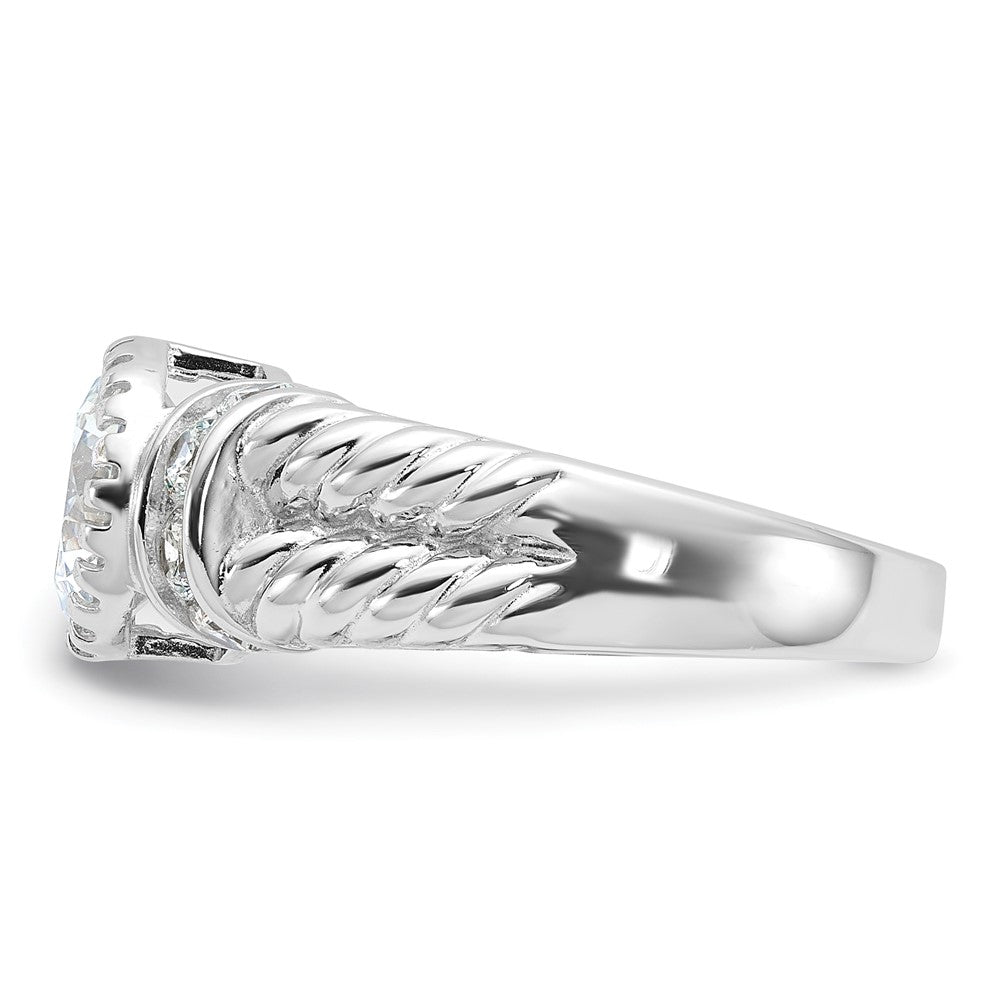 Sterling Silver Rhodium-plated CZ Rope Design Ring - Product Photo