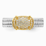 Sterling Silver Rhodium/Gold-tone Pavé CZ Ring - Product Photo