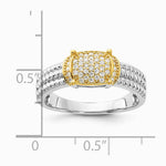 Sterling Silver Rhodium/Gold-tone Pavé CZ Ring - Product Photo