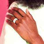 Sterling Silver Rhodium/Gold-tone CZ Ring - Product Photo