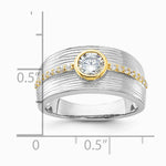 Sterling Silver Rhodium/Gold-tone CZ Ring - Product Photo