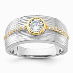 Sterling Silver Rhodium/Gold-tone CZ Ring - Product Photo