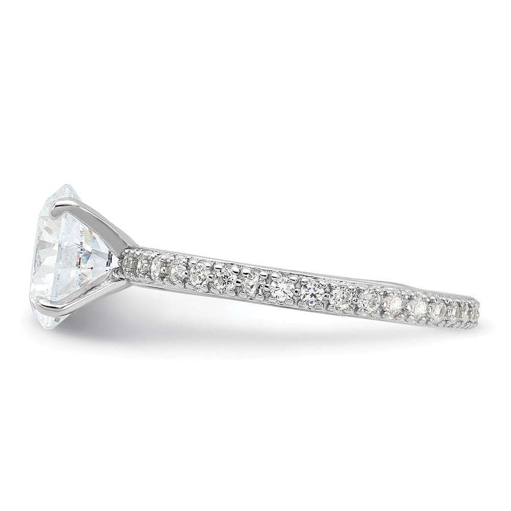 Sterling Silver Rhodium-plated 8mm CZ Solitaire Eternity Engagement Ring - Product Photo