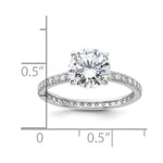 Sterling Silver Rhodium-plated 8mm CZ Solitaire Eternity Engagement Ring - Product Photo