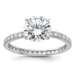 Sterling Silver Rhodium-plated 8mm CZ Solitaire Eternity Engagement Ring - Product Photo