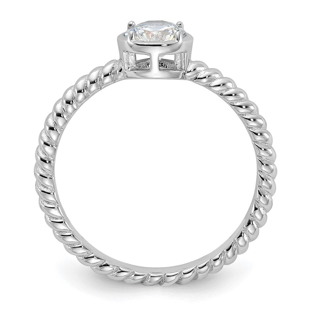 Sterling Silver Rhodium-plated CZ Twisted Ring - Product Photo