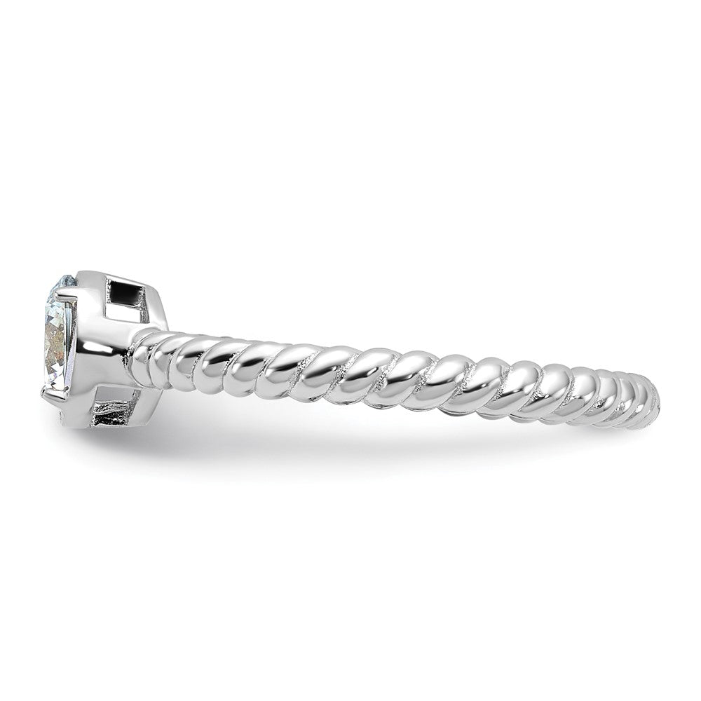 Sterling Silver Rhodium-plated CZ Twisted Ring - Product Photo