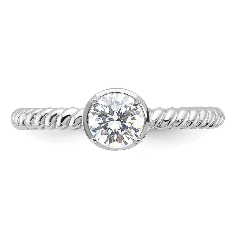 Sterling Silver Rhodium-plated CZ Twisted Ring - Product Photo