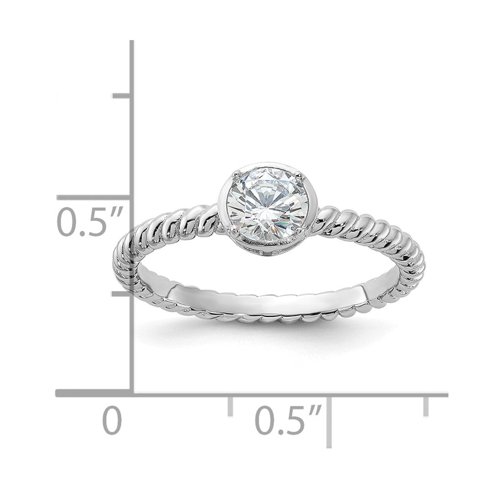 Sterling Silver Rhodium-plated CZ Twisted Ring - Product Photo