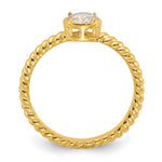 Sterling Silver Gold-tone CZ Twisted Ring - Product Photo